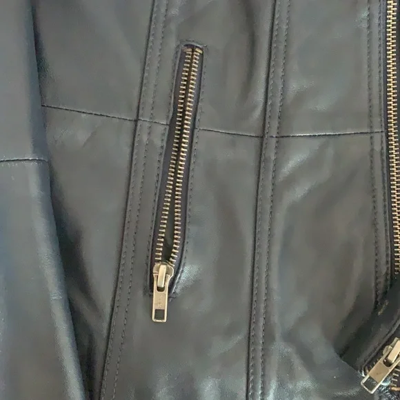 🛵 Genuine vintage leather moto jacket Naf Naf Paris 🇫🇷biker jacket size M - Picture 12 of 14